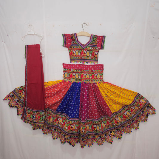 Girls - 3 Dot Bandhani Multicolor Chaniya Choli