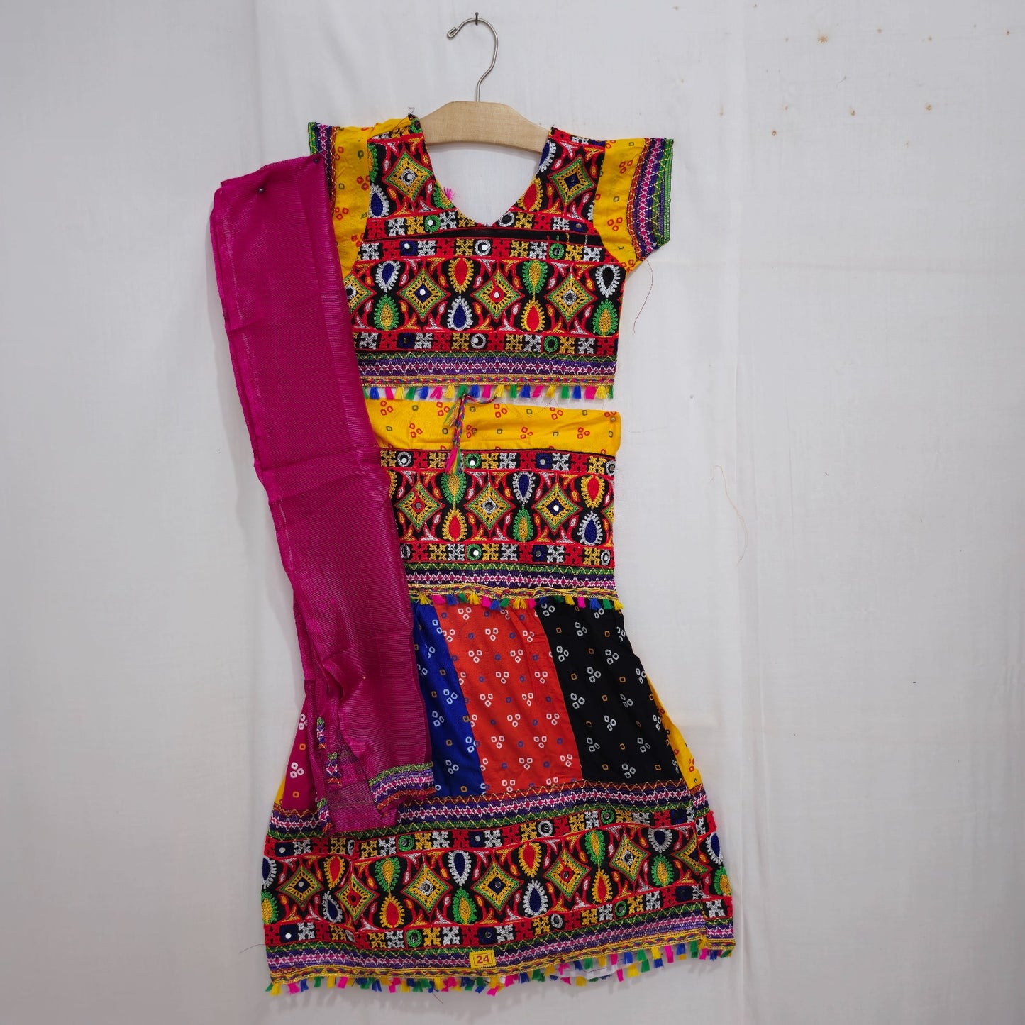 Girls - Multicolour 2 Meter Gher Bandhani Cotton Chaniya Choli