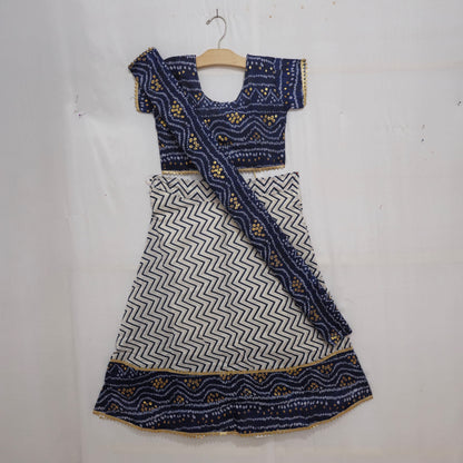 Girls - Zig-Zag With Bandhani Print Lahenga