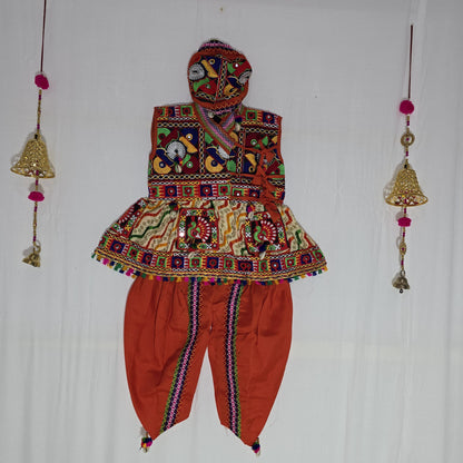 Kids - Cross Multicolor Leheriya Bandhani Kediya