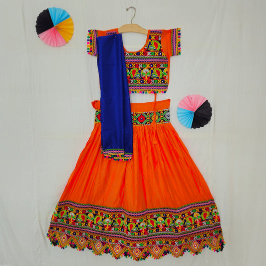 Girls - Plain Bordered Design Chaniya Choli